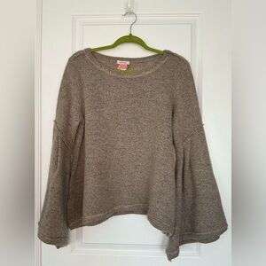 Sundance Mountain Retreat Bell Sleeve Sweater Taupe Brown Size M